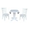 International Concepts 42 in. Solid Wood Round Drop Leaf Pedestal Table with 2 Dining Chairs in White K08-42DPT-23B-C617-2 - alternate 3